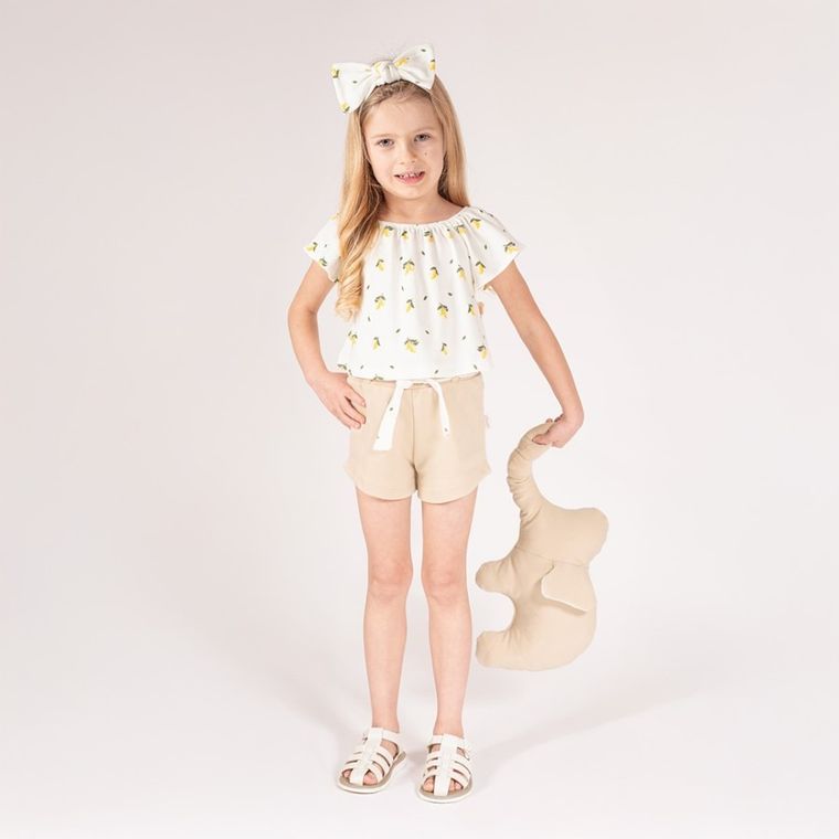 Bluzka dziewczęca z krótkim rękawem, ecru, Nicol