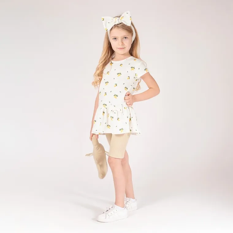 Bluzka dziewczęca z krótkim rękawem, ecru, Nicol