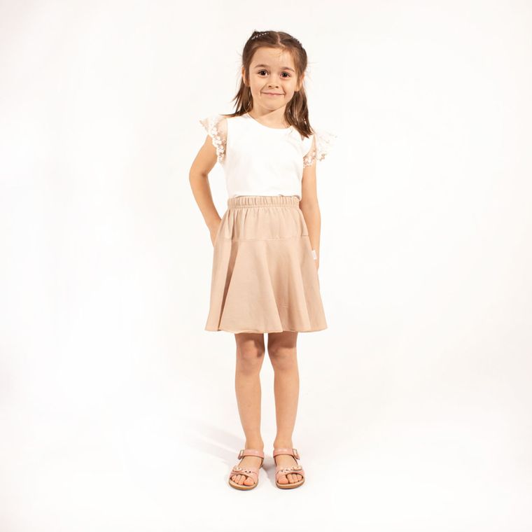 Bluzka dziewczęca z krótkim rękawem, ecru, Nicol