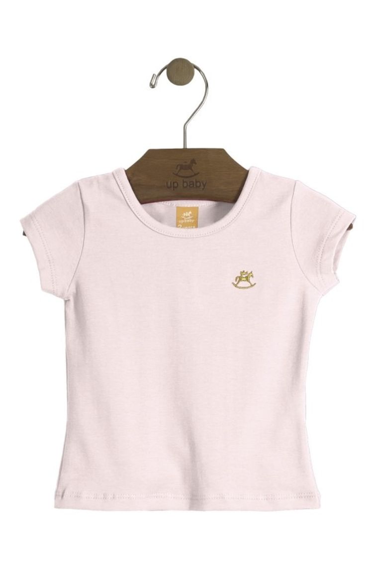 Bluzka dziewczęca z krótkim rękawem, jasnoróżowa, Up Baby