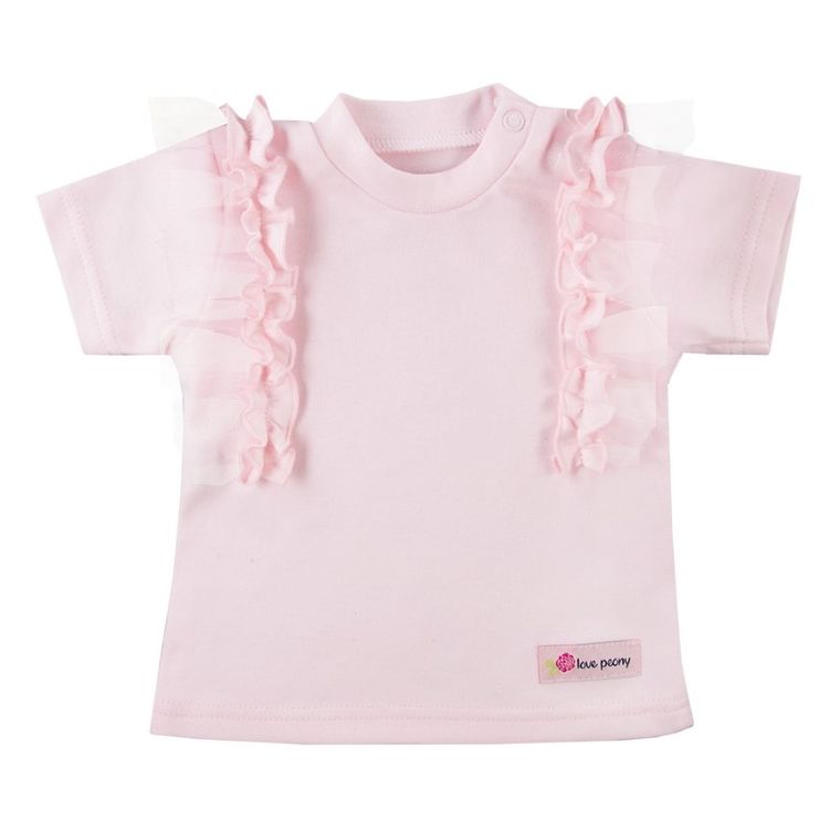 Bluzka dziewczęca z krótkim rękawem, różowa, Eevi
