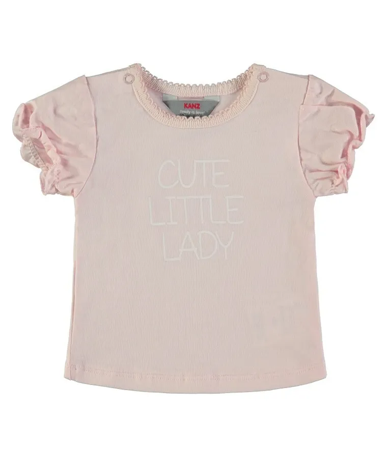 Bluzka dziewczęca z krótkim rękawem, różowa, Kanz