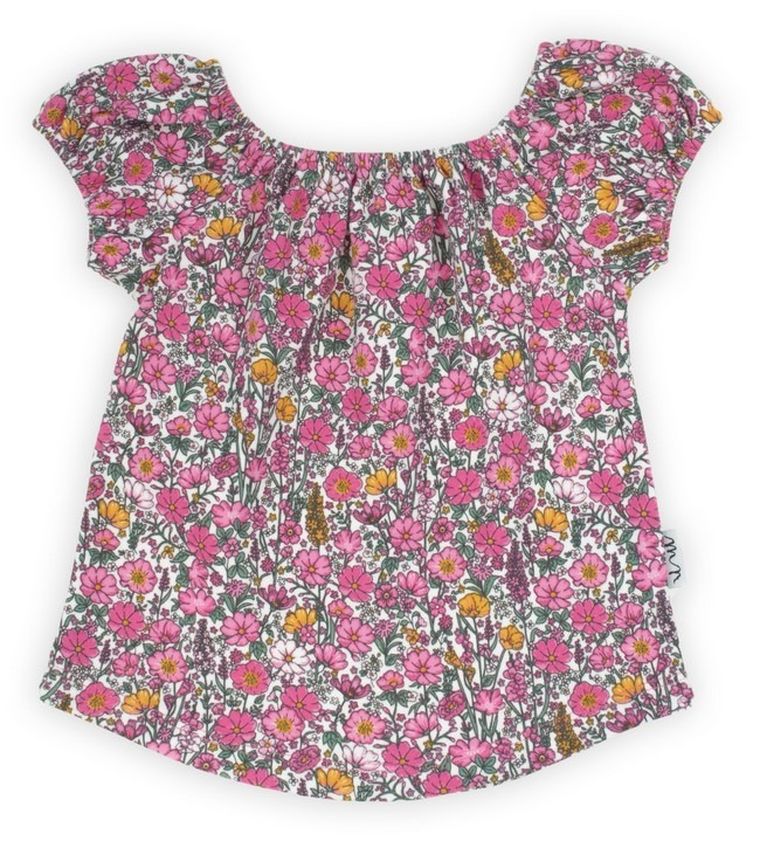 Bluzka dziewczęca z krótkim rękawem, różowa, Nicol