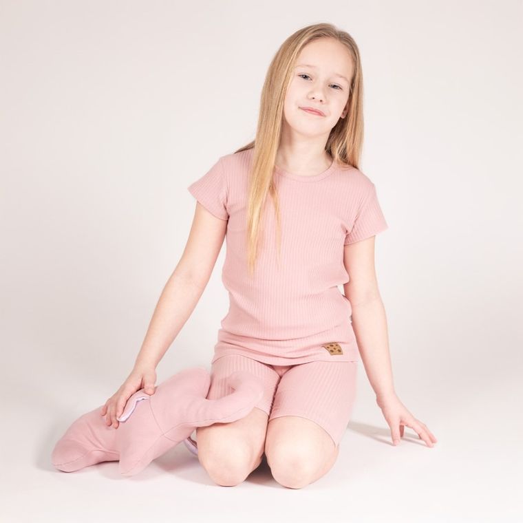 Bluzka dziewczęca z krótkim rękawem, różowa, Nicol