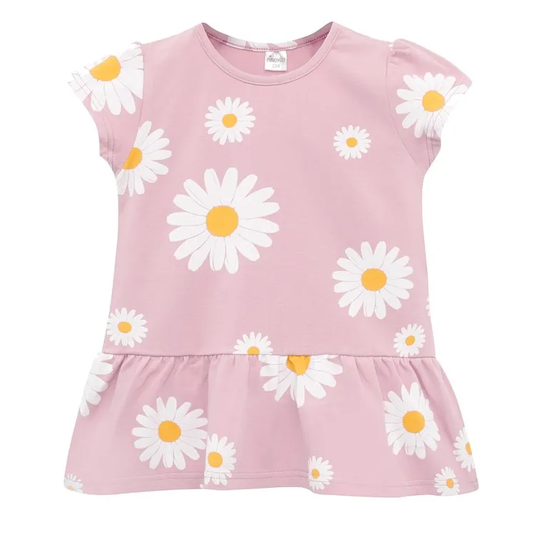 Bluzka dziewczęca z krótkim rękawem, różowa, Pinokio