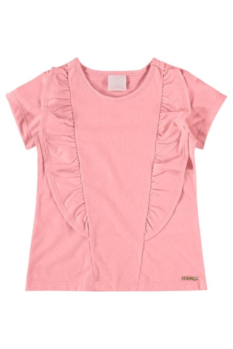 Bluzka dziewczęca z krótkim rękawem, różowa, Quimby