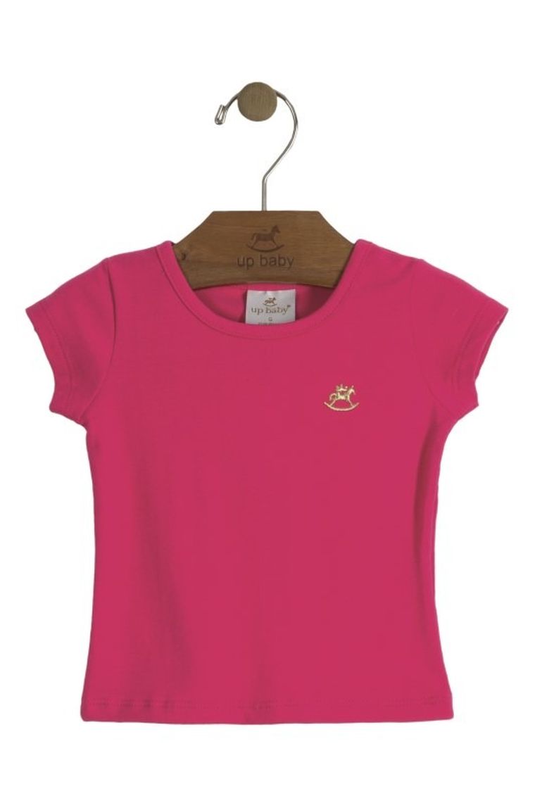 Bluzka dziewczęca z krótkim rękawem, różowa, Up Baby