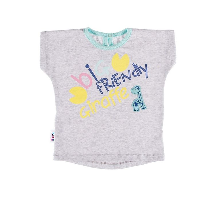 Bluzka dziewczęca z krótkim rękawem, szara, Eevi