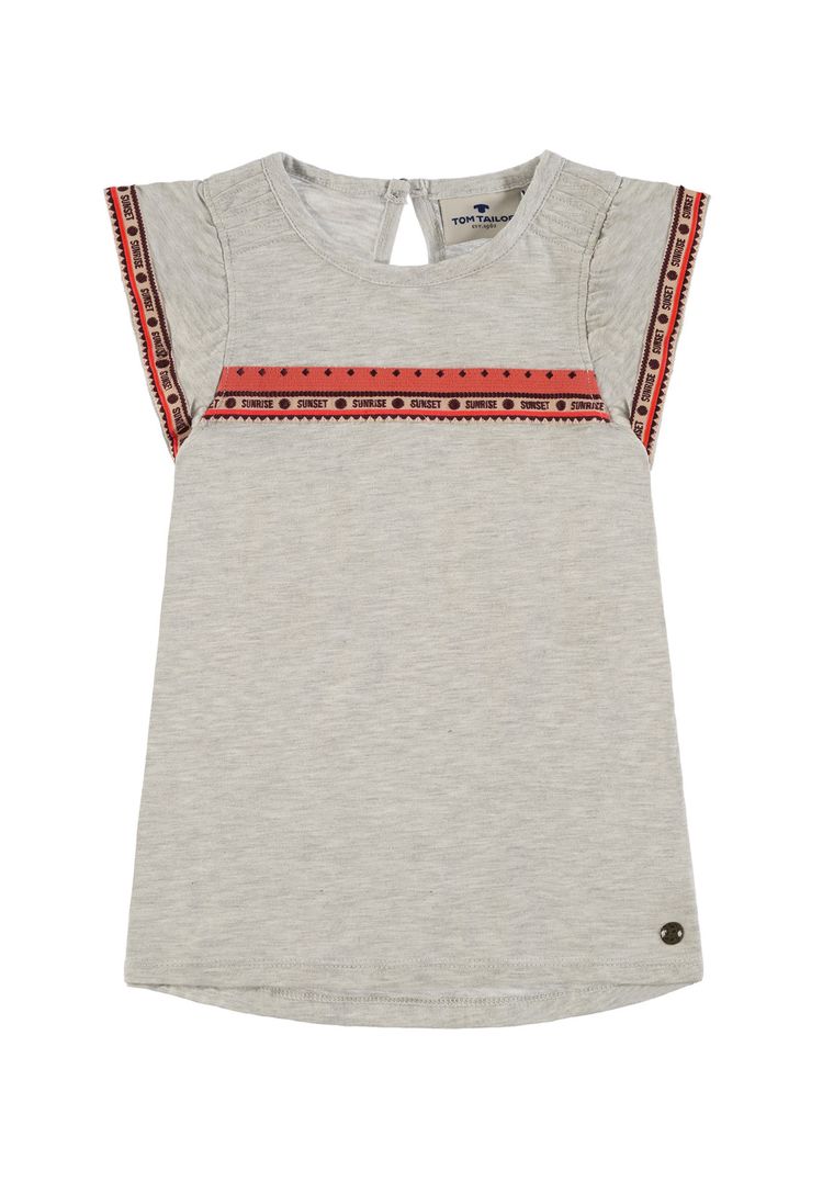 Bluzka dziewczęca z krótkim rękawem, szara, Tom Tailor