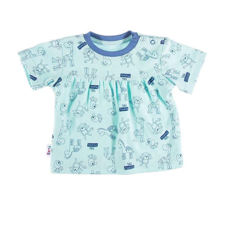 Bluzka dziewczęca z krótkim rękawem, turkusowa, Eevi