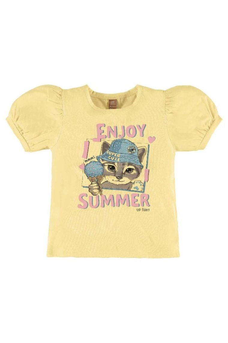 Bluzka dziewczęca z krótkim rękawem, żółta, Up Baby
