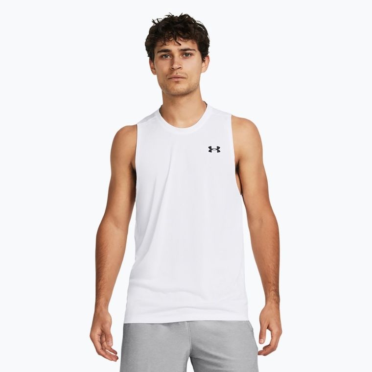 Bluzka męska bez rękawów, biała, Under Armour
