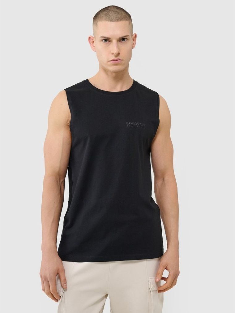 Bluzka męska bez rękawów, oversize, czarna, 4F