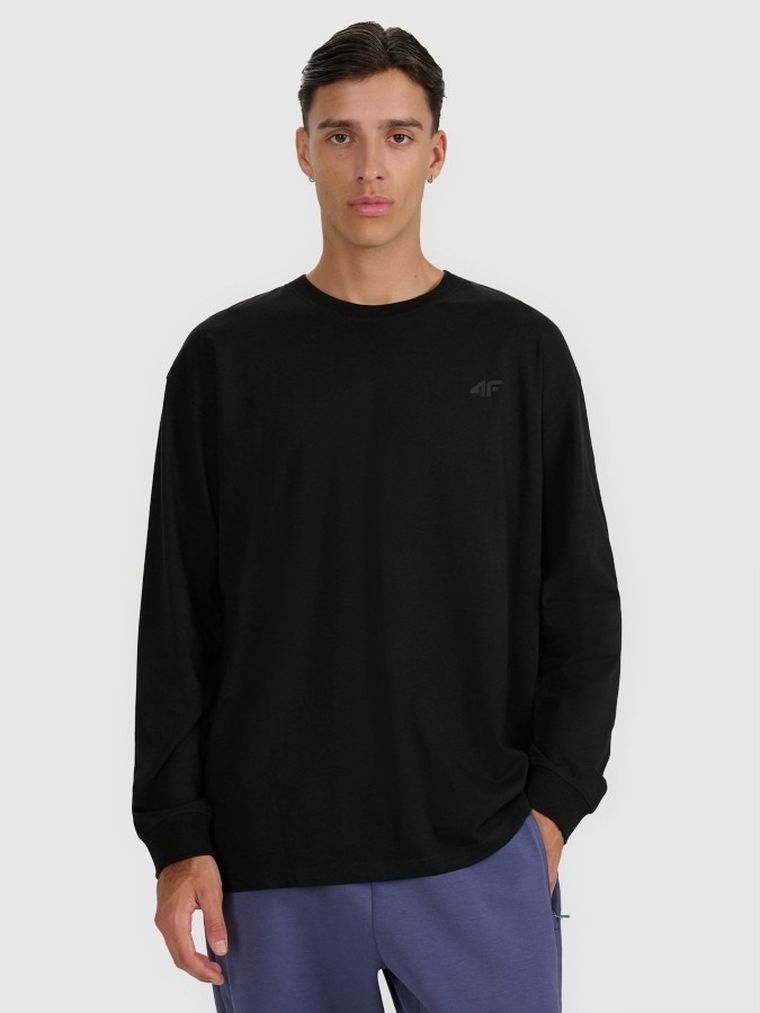 Bluzka męska z długim rękawem, czarna, 4F