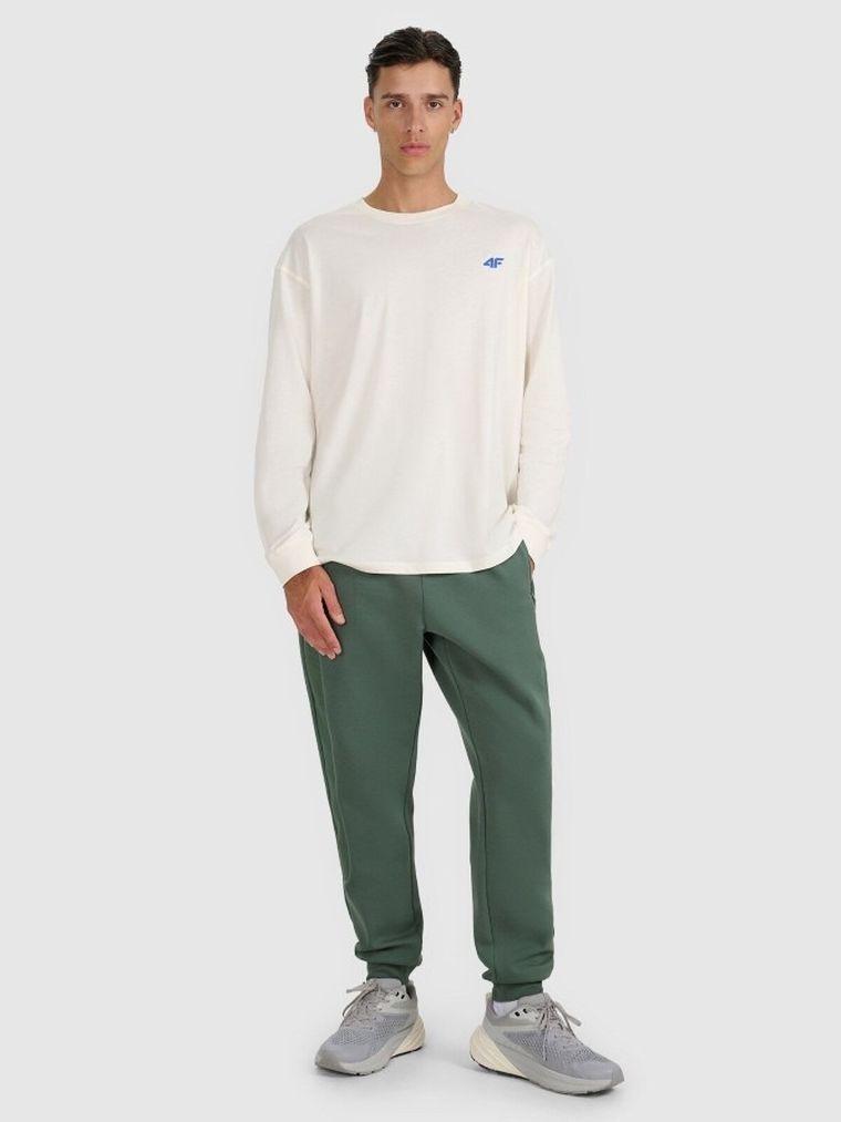 Bluzka męska z długim rękawem, ecru, 4F