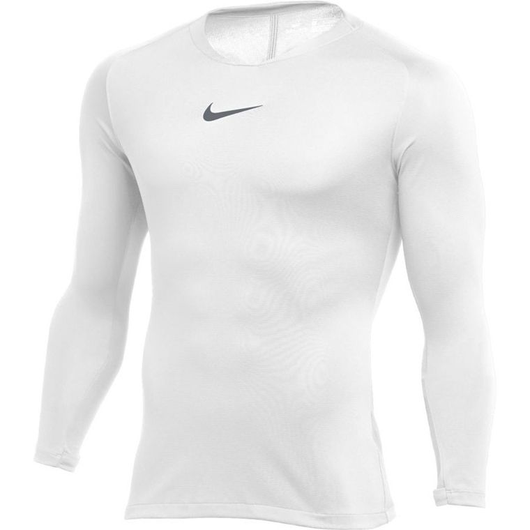 Bluzka termoaktywna męska z długim rękawem, biała, Nike