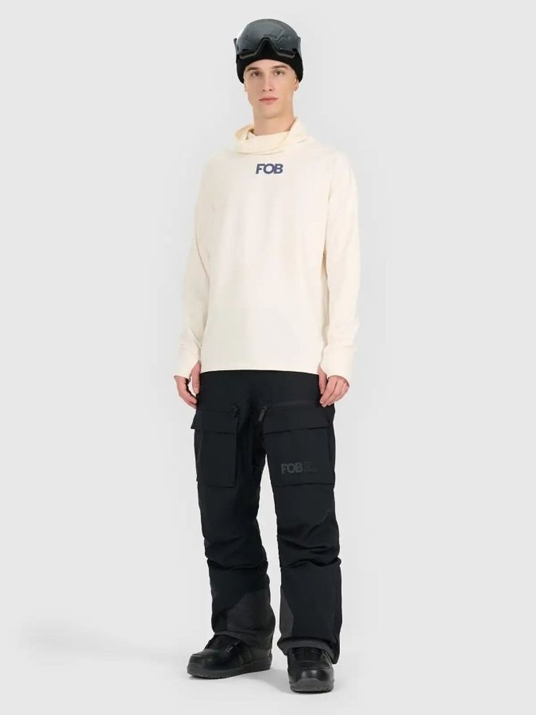 Bluzka termoaktywna męska z długim rękawem, ecru, 4F