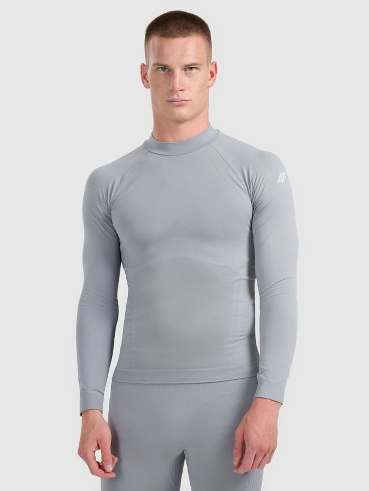 Bluzka termoaktywna męska z długim rękawem, szara, 4F