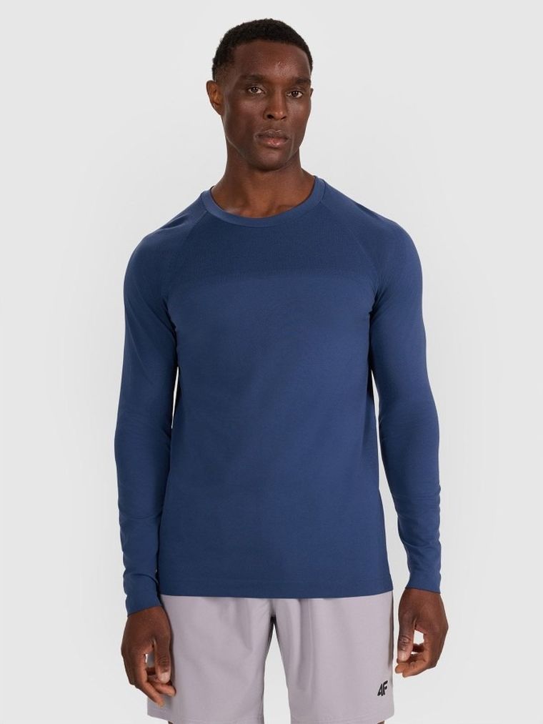 Bluzka treningowa męska z długim rękawem, granatowa, 4F