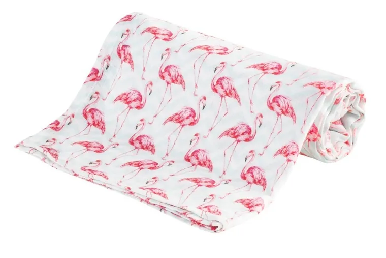 Bocioland, Flamingi, pieluszka bambusowa, 30-30 cm