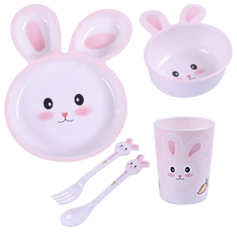 Bocioland, Królik, zestaw naczyń, 5 elementów