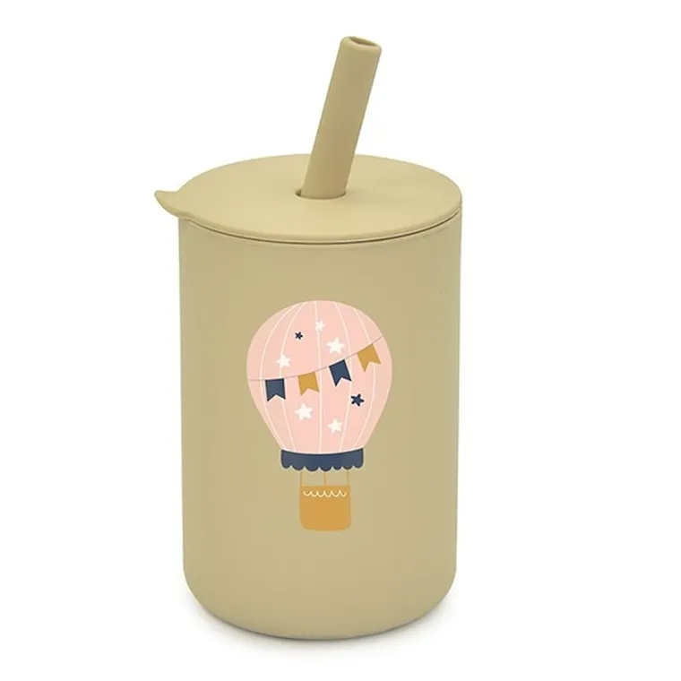 Bocioland, kubek silikonowy ze słomką, balon, 150 ml
