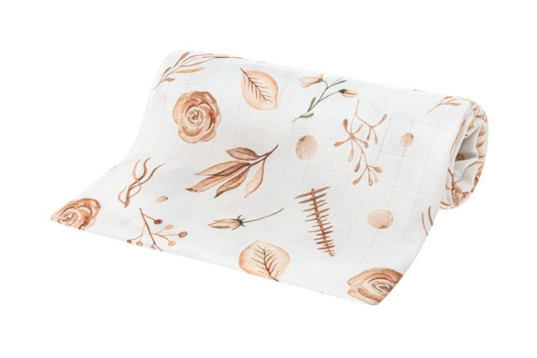 Bocioland, Kwiaty Boho, pieluszka bambusowa, 30-30 cm