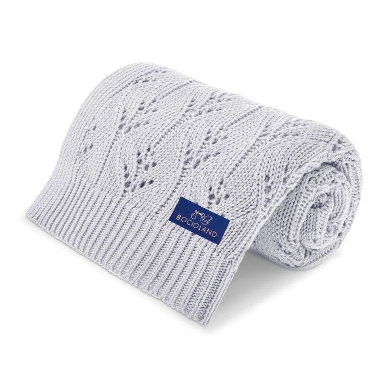 Bocioland, Milano, kocyk bambusowy, jasnoszary, 80-100 cm