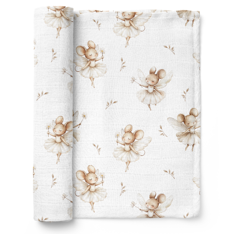 Bocioland, Myszki, pieluszka bambusowa, 110-110 cm