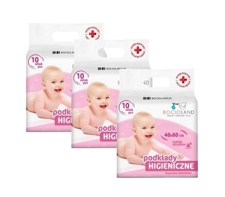 Bocioland, podkład higieniczny samoprzylepny, superchłonny, 40-60 cm, 30 szt.