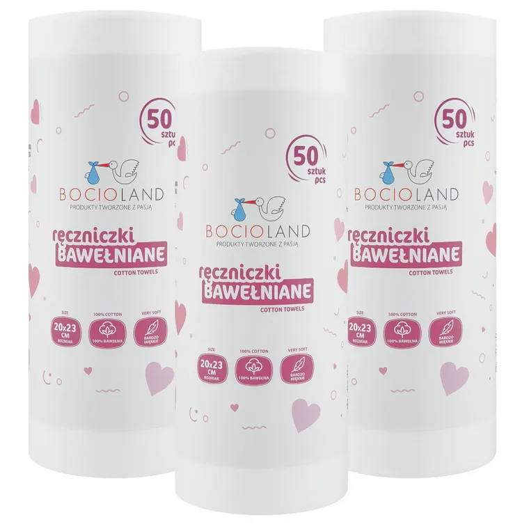 Bocioland, ręczniki bawełniane, rolka, 20-23 cm, 3-50 szt.