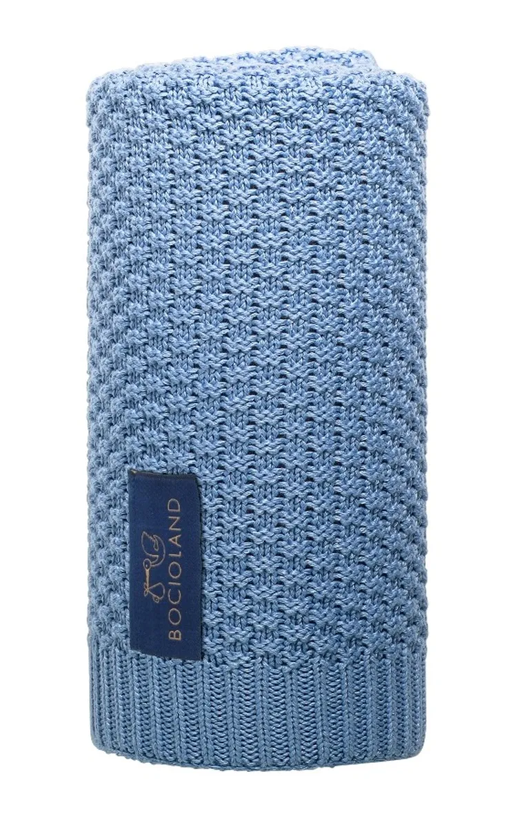 Bocioland, Roma, kocyk bambusowy, niebieski, 80-100 cm