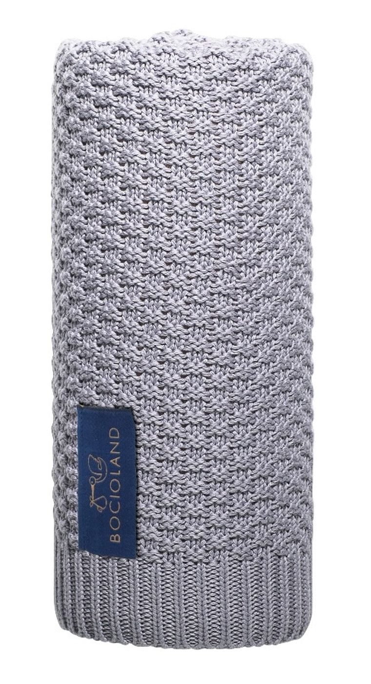 Bocioland, Roma, kocyk bambusowy, szary, 80-100 cm