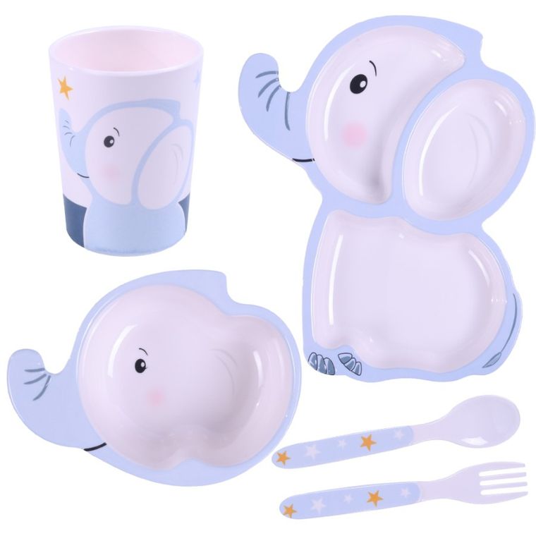 Bocioland, Słoń, zestaw naczyń, 5 elementów