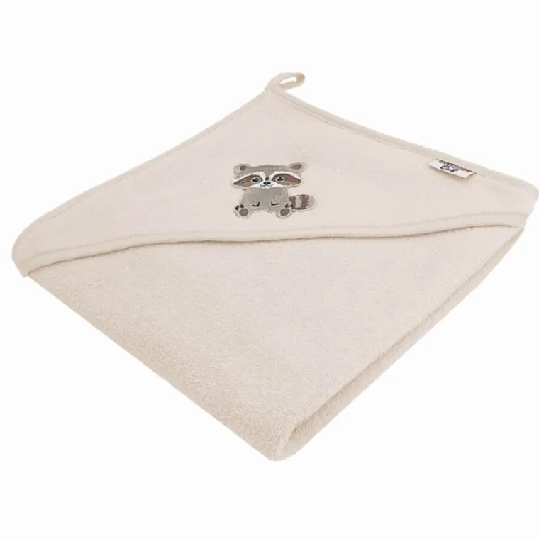 Bocioland, Szop, bawełniane okrycie kąpielowe, ręcznik z kapturkiem, 80-80 cm