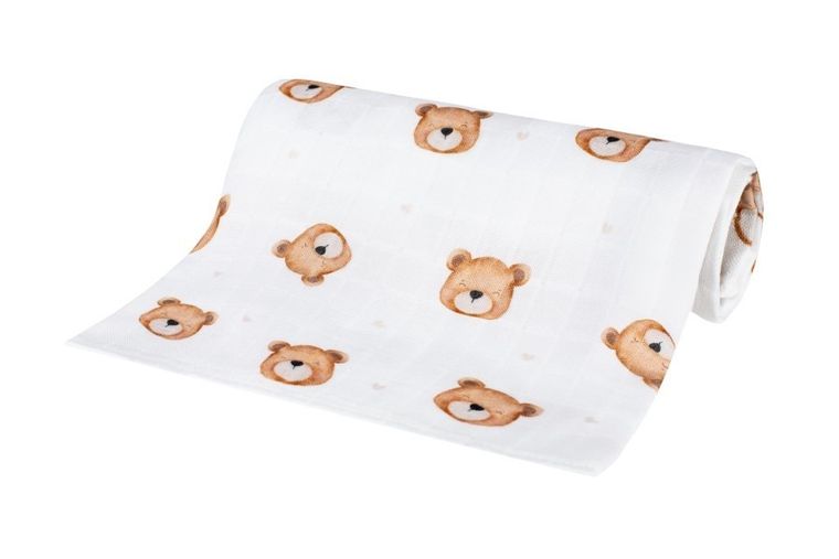 Bocioland, Teddy Bear, pieluszka bambusowa, 110-110 cm