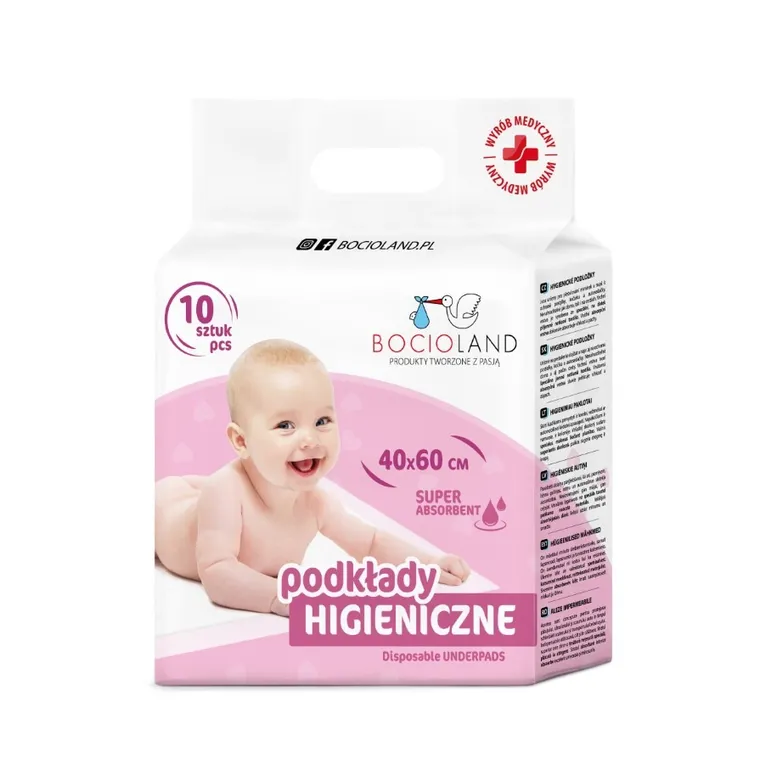 Bocioland, wielofunkcyjne jednorazowe podkłady higieniczne, 40-60 cm, 10 szt.