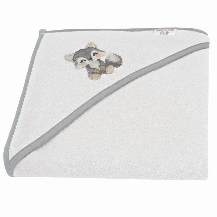 Bocioland, Wilk, bawełnianie okrycie kąpielowe, ręcznik z kapturkiem, 100-100 cm