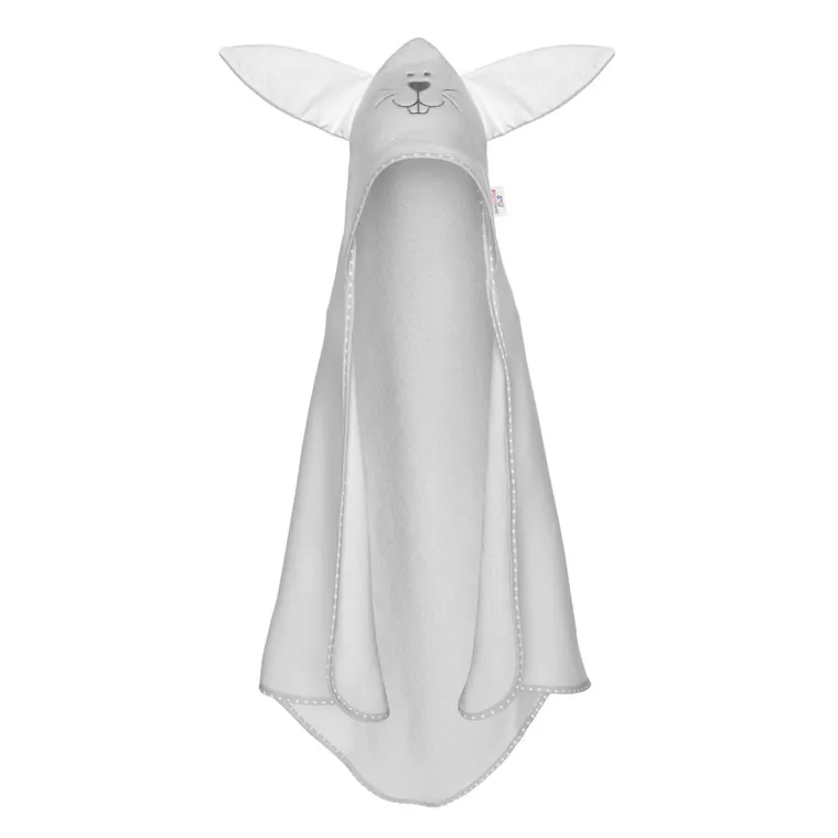 Bocioland, Zajączek, okrycie kąpielowe, bawełniane, szare, 80-80 cm