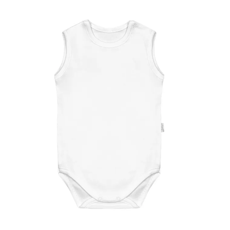 Body chłopięce bez rękawów, białe, Nicol