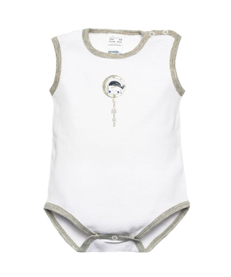 Body chłopięce bez rękawów, białe, Olimpias