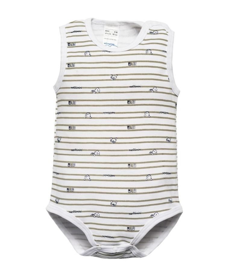 Body chłopięce bez rękawów, ecru, Olimpias
