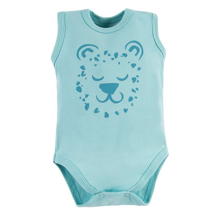 Body chłopięce bez rękawów, niebieskie, tygrys, Eevi