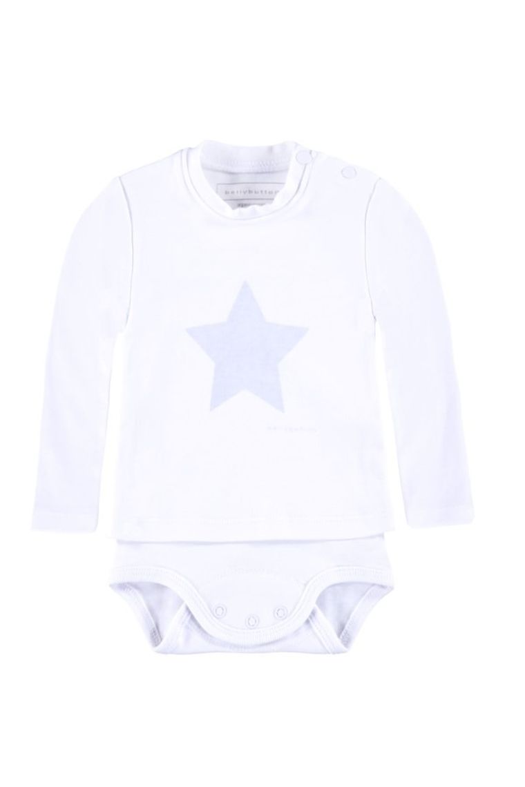 Body chłopięce z długim rękawem, bawełna organiczna, białe, Bellybutton