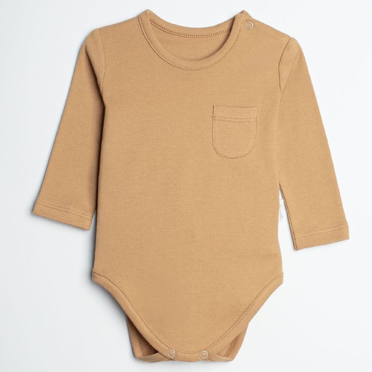 Body chłopięce z długim rękawem, beżowe, Nicol