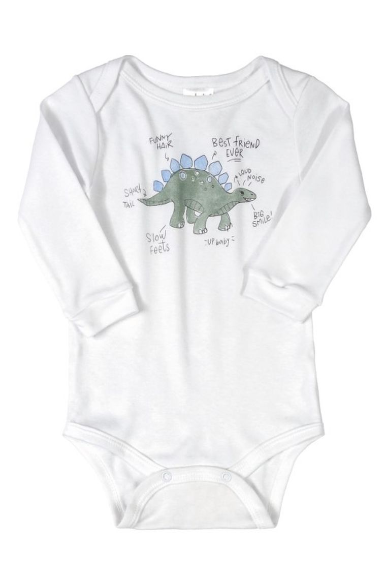 Body chłopięce z długim rękawem, białe, dinozaur, Up Baby