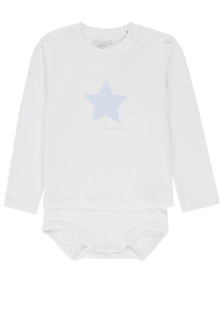 Body chłopięce z długim rękawem, białe, gwiazdka, Bellybutton