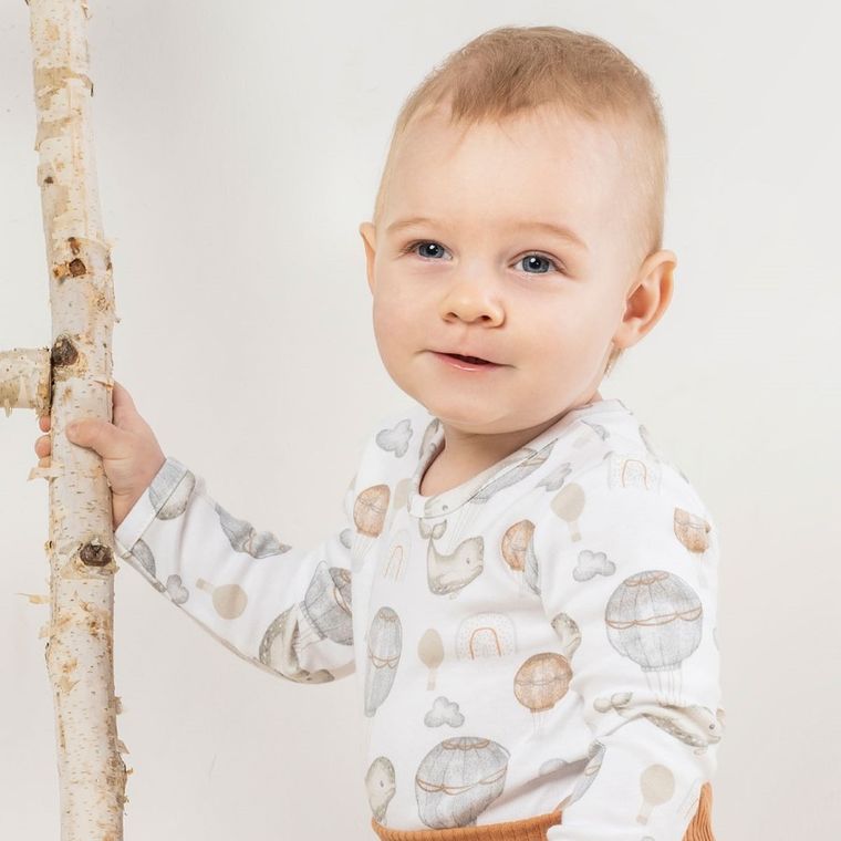 Body chłopięce z długim rękawem, białe, Nicol