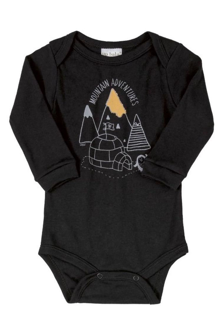 Body chłopięce z długim rękawem, czarne, Mountain Adevntures, Up Baby