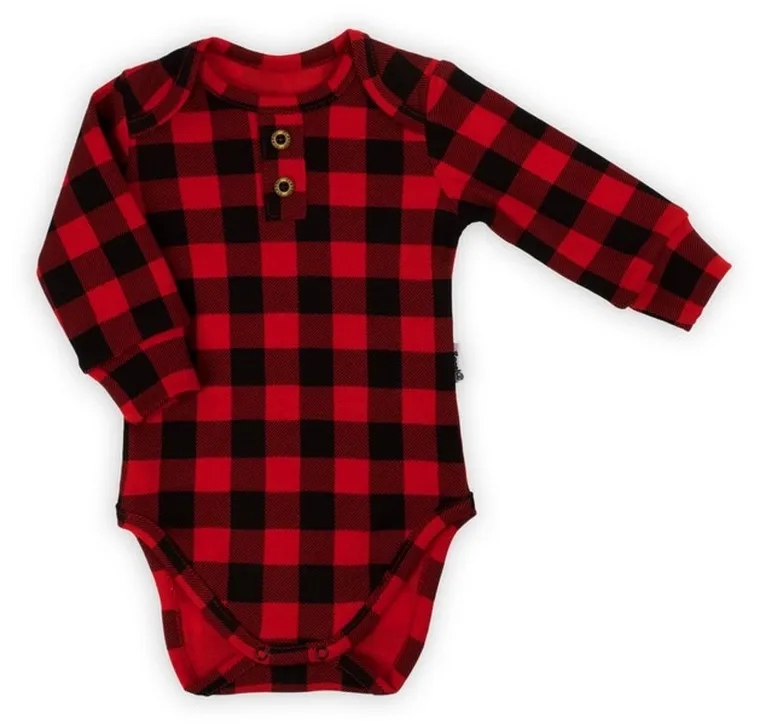 Body chłopięce z długim rękawem, czerwono-czarne, Nicol